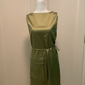 NWT green satin cargo maxi dress #bratgreen